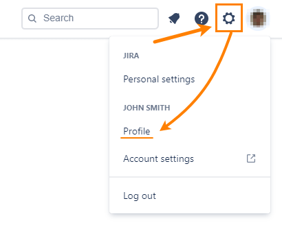 Go to user profile settings in Jira.