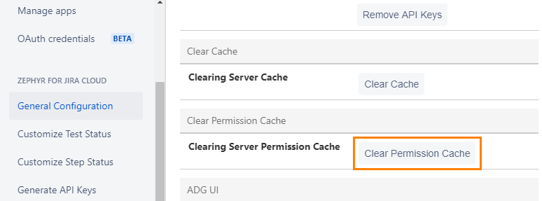 'Clear Permission Cache' button in Zephyr General Configuration